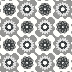 Retro floral square background granny style. Crocket knitted plaid seamless pattern patchwork flowers.