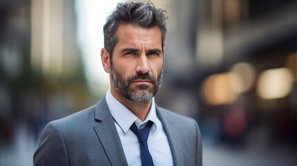 Fototapeta premium 40 years old business man Entrepreneur businessman standing on the sidewalk