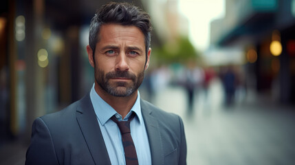 Fototapeta premium 40 years old business man Entrepreneur businessman standing on the sidewalk