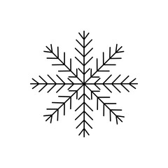 Fototapeta premium Snowflake Christmas simple doodle linear hand drawn vector illustration, winter holidays New Year elements for seasons greetings cards, invitations, banner, poster, stickers