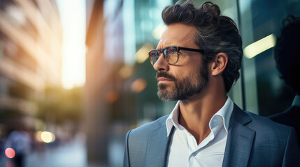 Obraz premium 40 years old business man Entrepreneur businessman standing on the sidewalk
