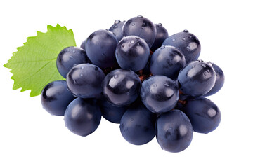 blue grapes bunch isolated on white background. Generative AI