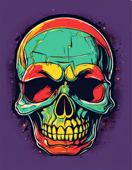 Head skull neon - T-shirt Designs Vector