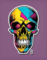 Head skull neon - T-shirt Designs Vector