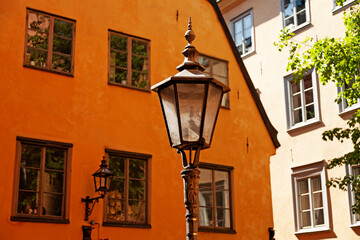 old street lamp in Gamla Stan Stockholm