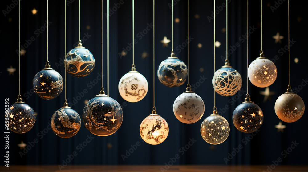 Canvas Prints a serene scene featuring a set of starry night ornaments, each depicting a different celestial const