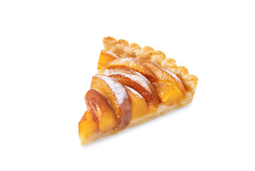 Apricot tart with sugar sprinkle on a white isolated backgrond
