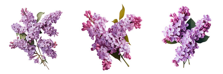 Flowers in purple isolated on transparent background as a texture