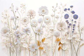 Floral texture on a plain milky white background
