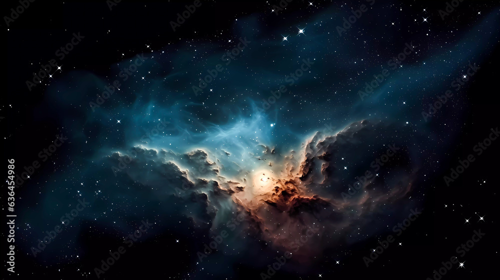 Wall mural space scene with stars, planets and asteroids. universe filled with stars, planets, asteroids, nebul