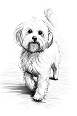 Maltese dog pencil drawing