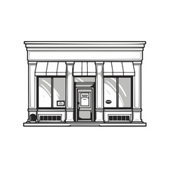 Vector Illustration of a shop with lines drawing for logo,icon, black and white