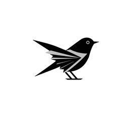 Vector Illustration of a bird with lines drawing for logo,icon, black and white