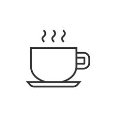 Cup of coffee - editable line icon. Outline hot drink symbol. Vector illustration.