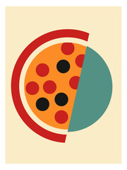 Pizza mid century modernism style vintage art poster