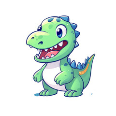a happy green dinosaur with a cheerful expression