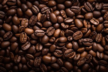 Obraz premium Closeup of roasted coffee beans