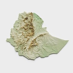 Ethiopia Topographic Relief Map  - 3D Render