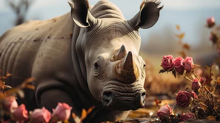 Poster rhino is in the water © maretaarining