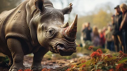 Foto op Canvas rhino is in the water © maretaarining