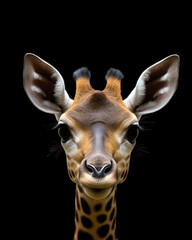 Giraffe head isolated on a black background
