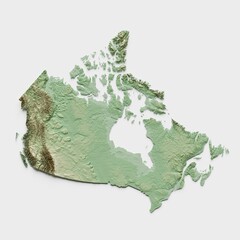 Canada Topographic Relief Map  - 3D Render