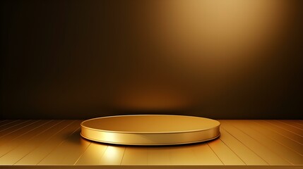Minimalist Room with a beautiful Stage in Gold Colors. Modern and Futuristic Background for Product Presentation.