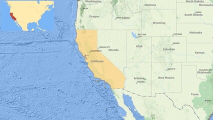 Fototapeta na wymiar An amazing map of California state