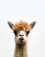 Obraz premium Portrait of an alpaca on a white background