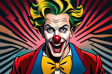 Comic book style smiling clown