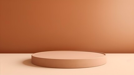 Minimalist Room with a beautiful Stage in Light Brown Colors. Modern and Futuristic Background for Product Presentation.