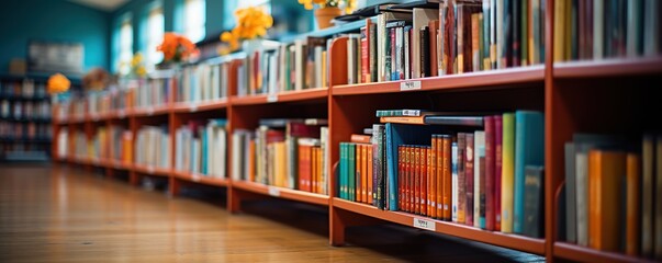 library with neat bookshelves