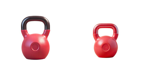 Closeup of a red kettlebell handle on transparent background