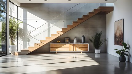 modern living room with staircase