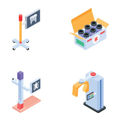 Set of Medical Equipment Isometric Icons 

