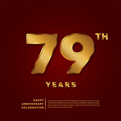 Vector template for a 79 year anniversary celebration with a golden pattern number concept. Vector template design