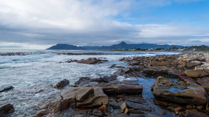 Fototapeta na wymiar Hout Bay Harbour from Kommetjie, Western Cape, South Africa