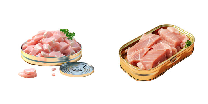 Tuna in a can against a transparent background