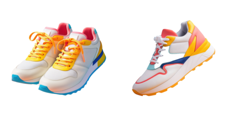View of modern man s sports shoes isolated on transparent background