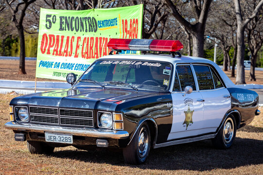 Brasilia,DF,Brazil, August 18, 2023: Typical police car, Opala year 1979