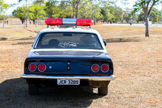 Brasilia,DF,Brazil, August 18, 2023: Typical police car, Opala year 1979