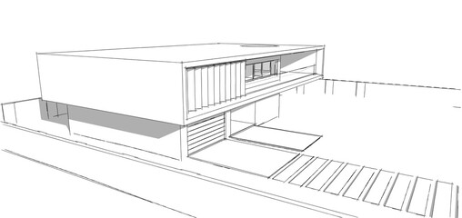 Architectural sketch of a building 3d