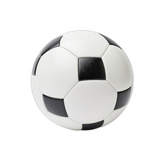 A black and white soccer ball on a white background