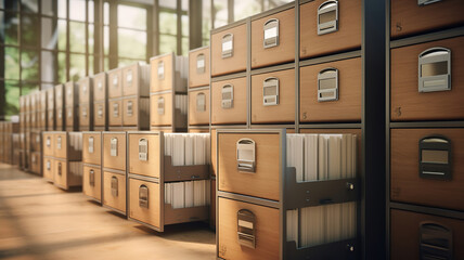 Secure and organized document storage with filing cabinets - obrazy, fototapety, plakaty