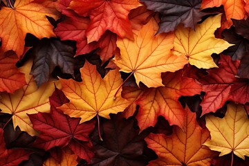 Naklejka na ściany i meble Autumn maple leaves background. Multicolored maple leaves background.