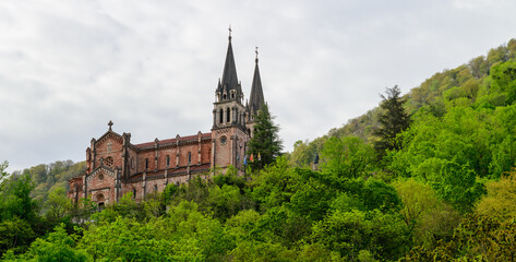 Fototapeta na wymiar View on Basilica de Santa Maria la Real de Covadonga, Asturias, North of Spain