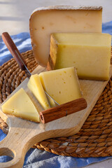 Cheese collection, French cow cheese comte, beaufort, abondance