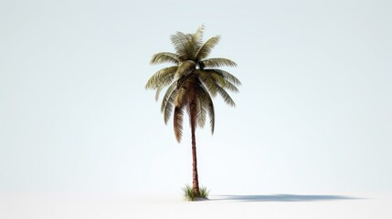 Obraz premium a white backdrop with an isolated coconut tree