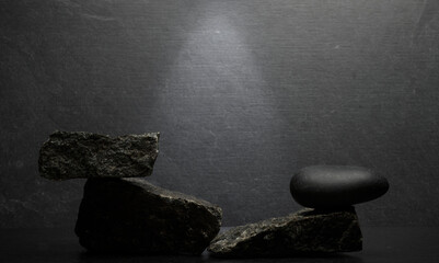 stones for the podium on a dark background
