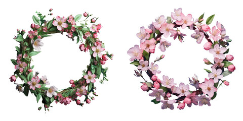 Spring flowers on a transparent background Apple tree in bloom